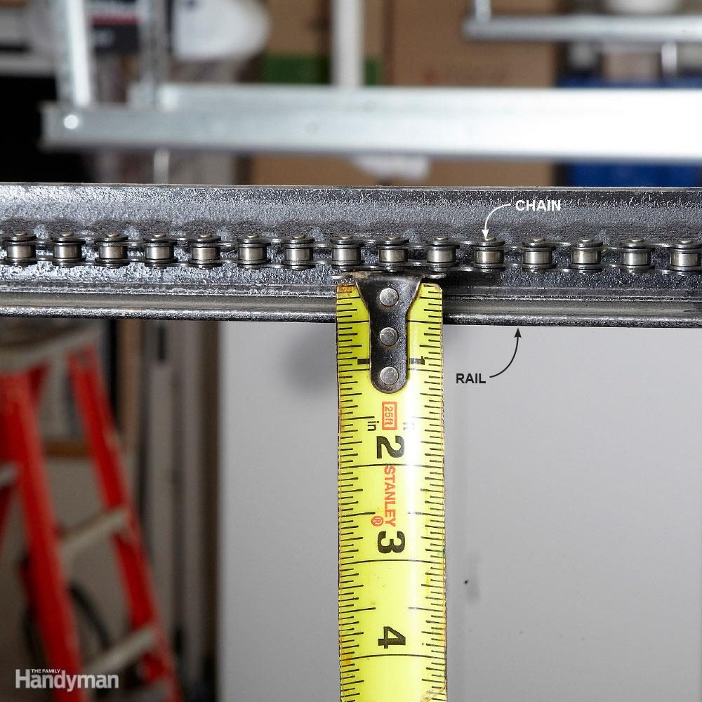 Checking the chain tension on a garage door opener