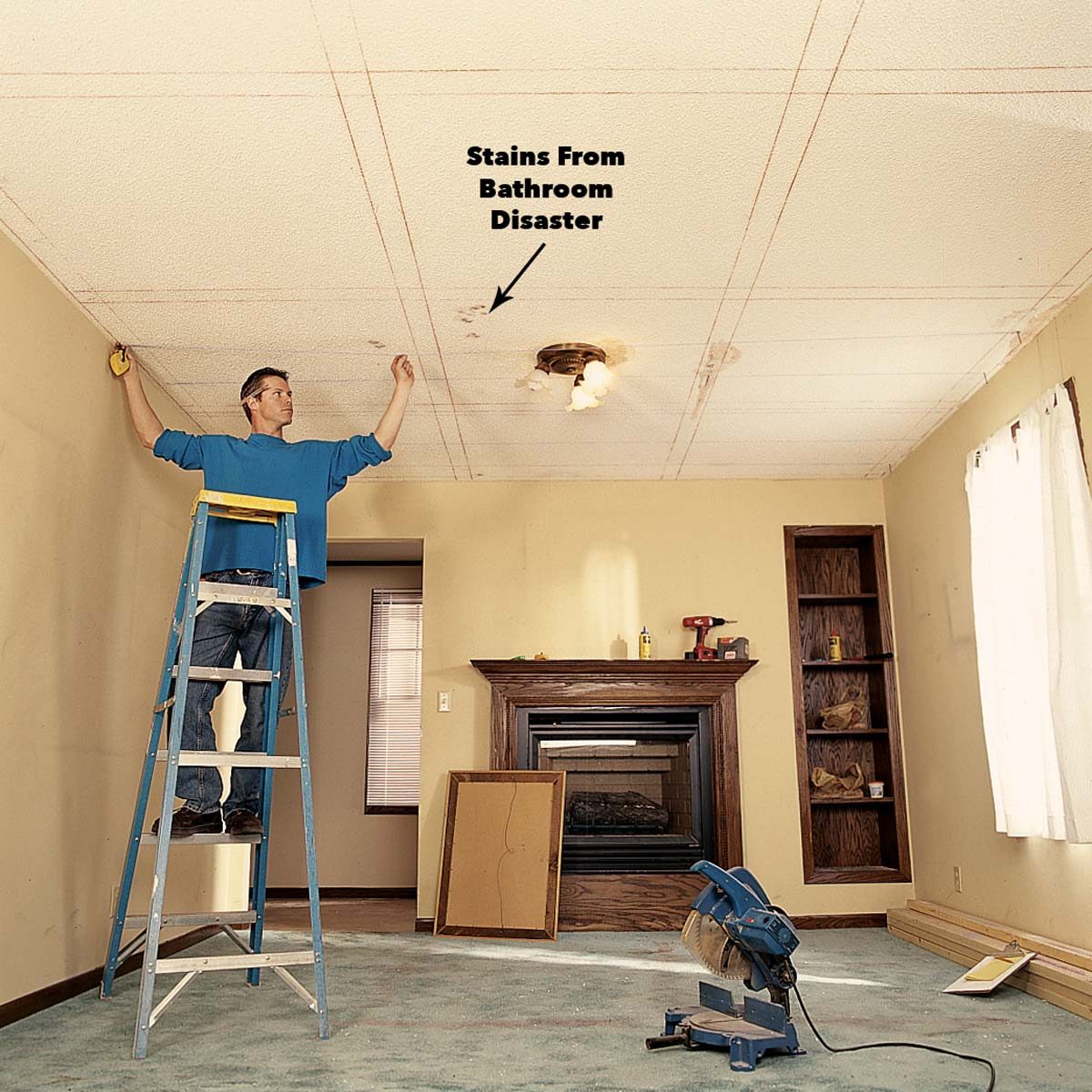 mark ceiling panel grid on ceiling 