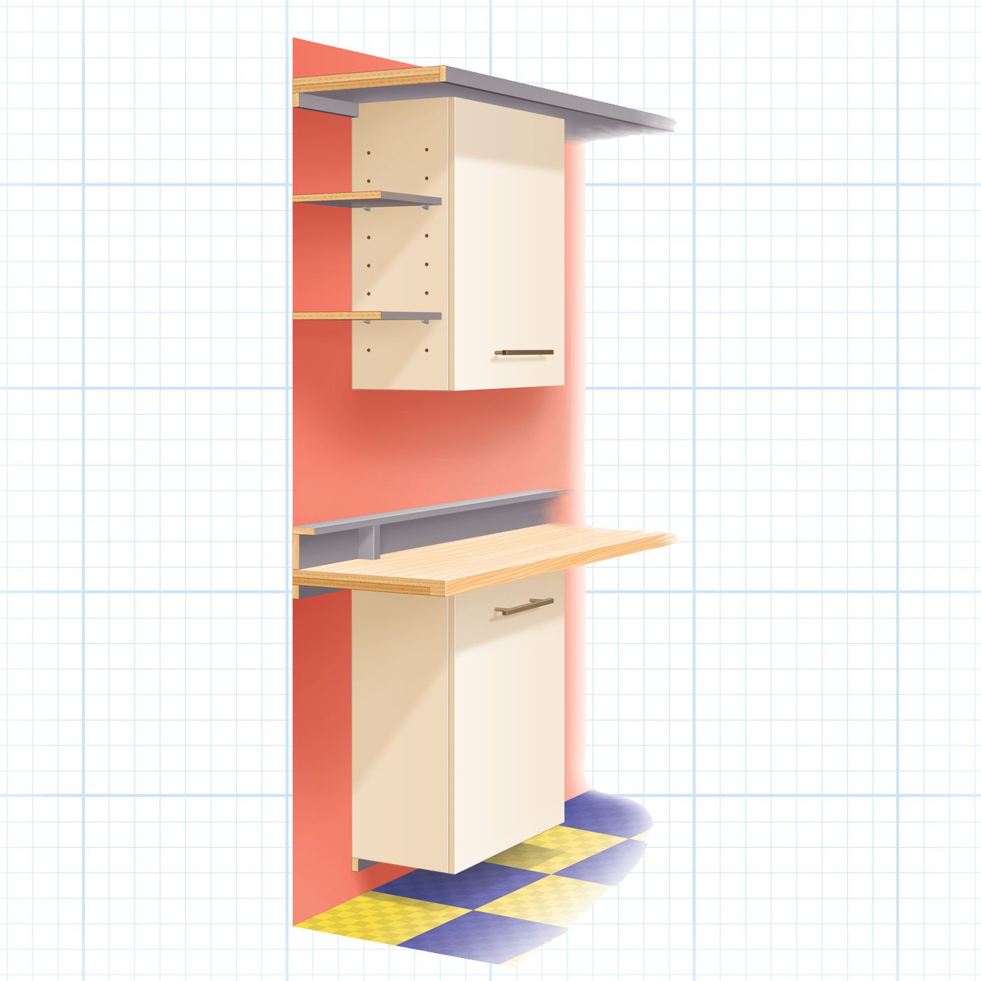 Cabinet Illustration on white grid