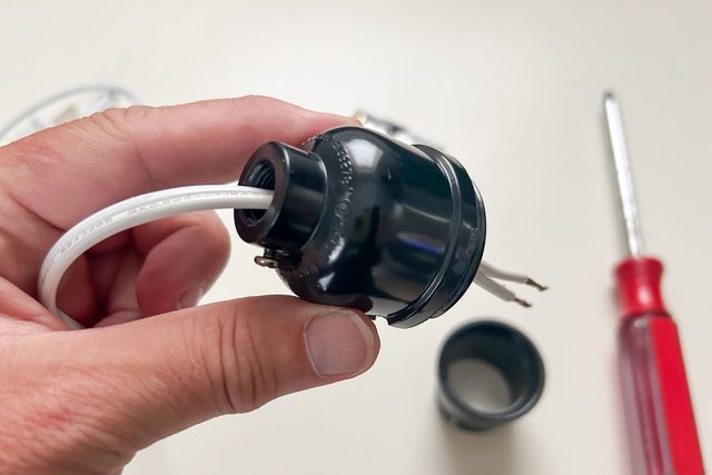 threading cord through sleeve,How To Wire A Light Socket In A Lamp Ally Childress For Family Handyman Lamp Socket Thread Cord Through Sleeve Ksedit