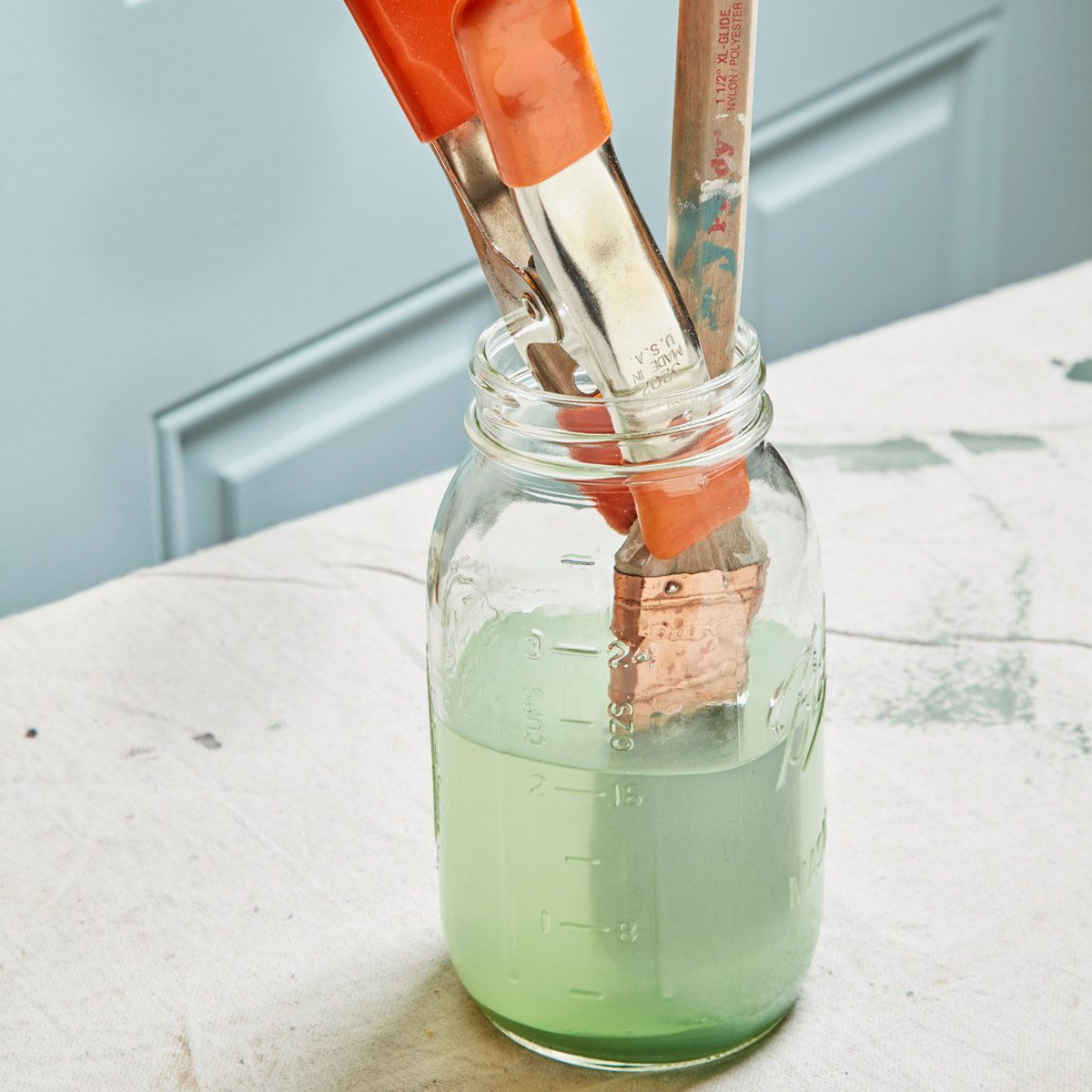 Self-Cleaning Paintbrushes mason jar