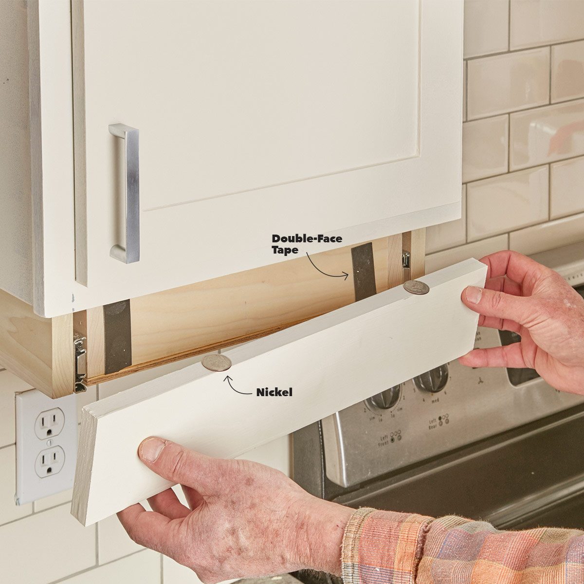 place under-cabinet drawer front on