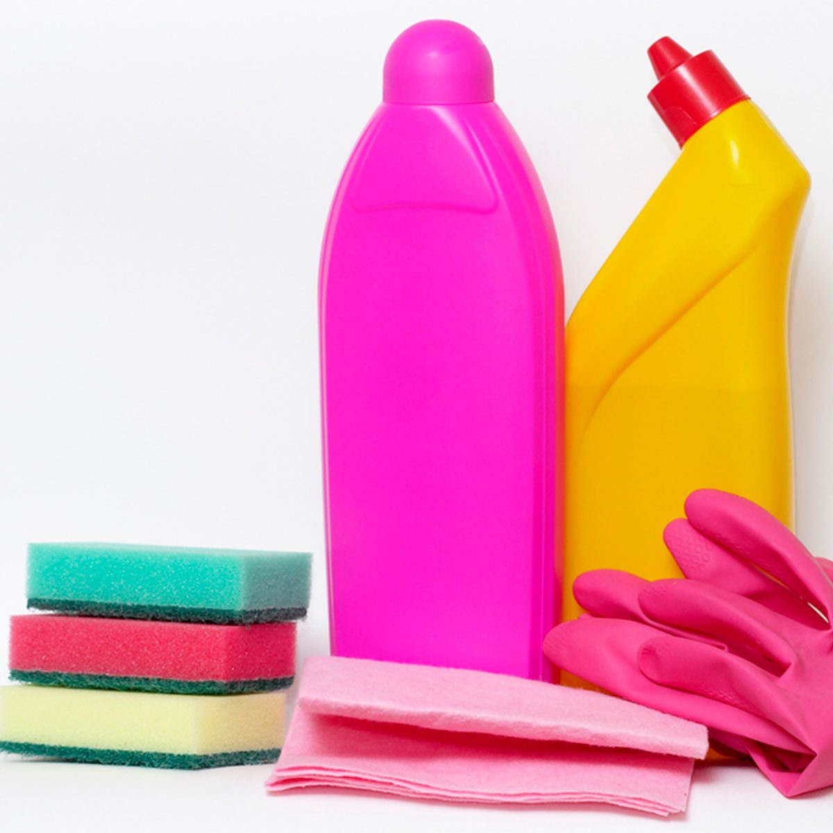 empty cleaning products and bottles
