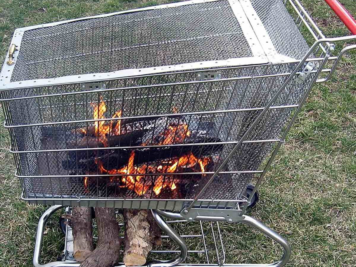 Cool Fire Pit Ideas: Grocery Cart