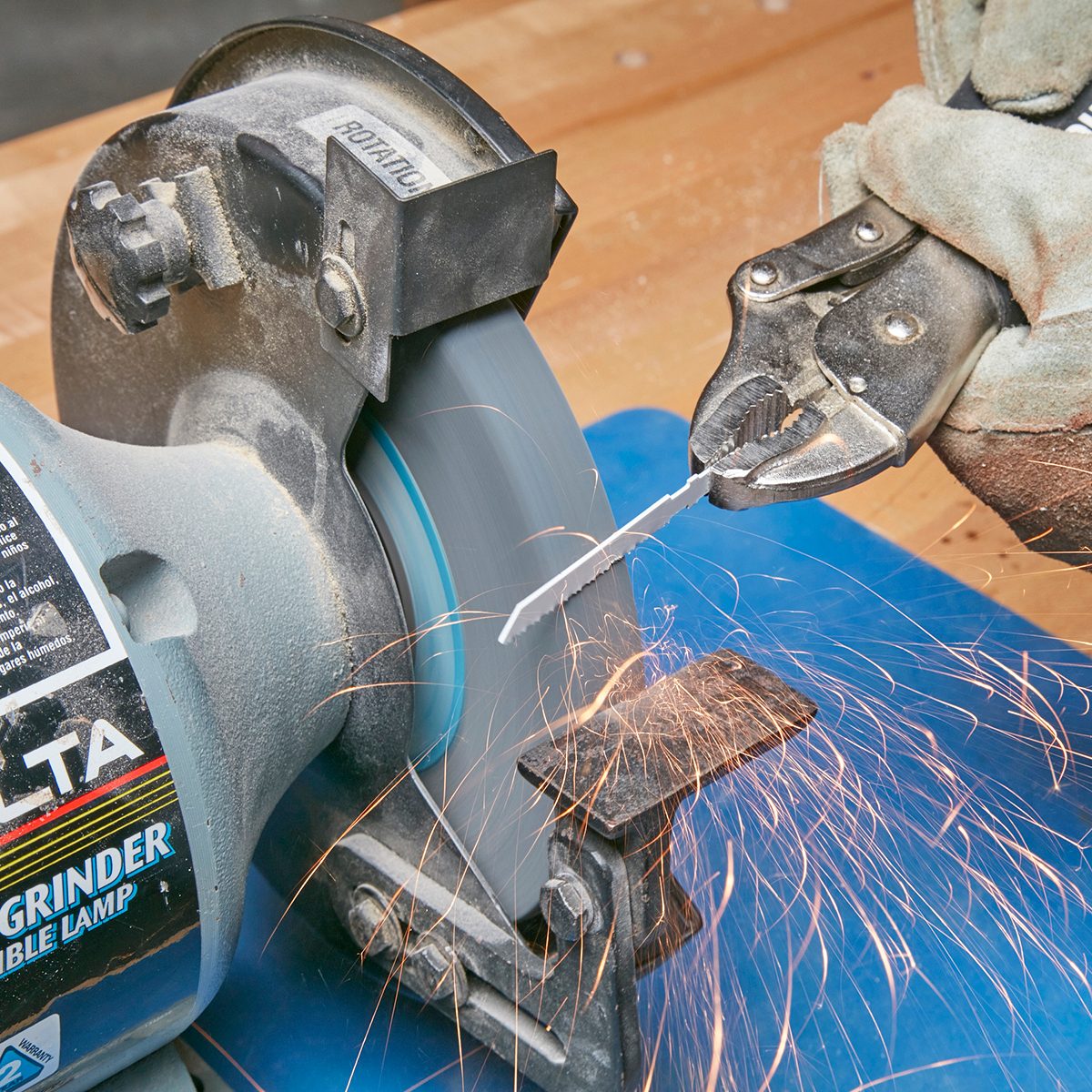 Grind off the teeth of a blade so it can cut foam | Construction Pro Tips