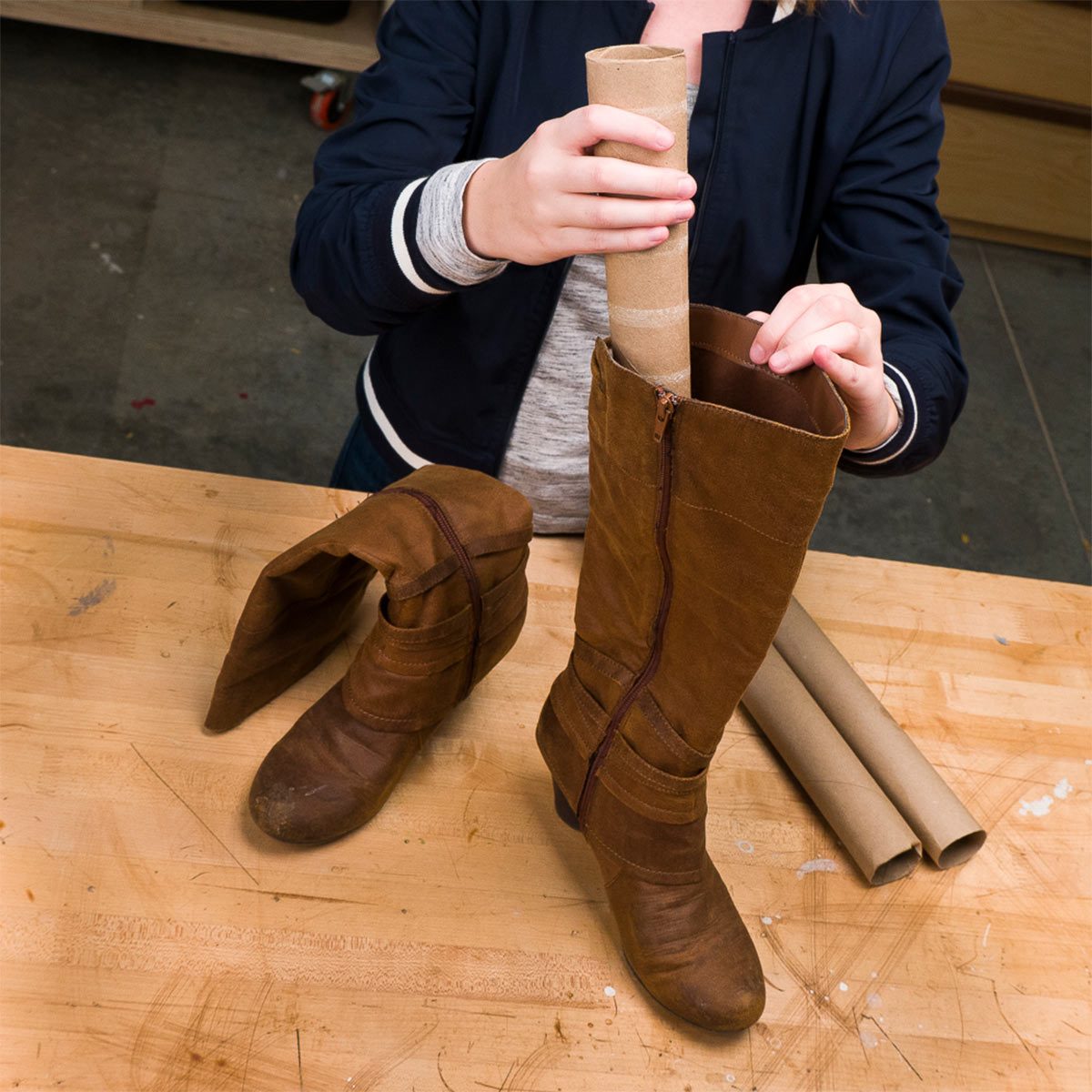 paper towel roll boot shaper