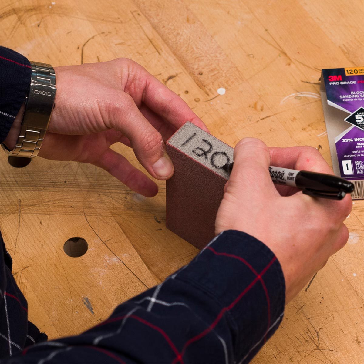 labeling sanding sponge grit
