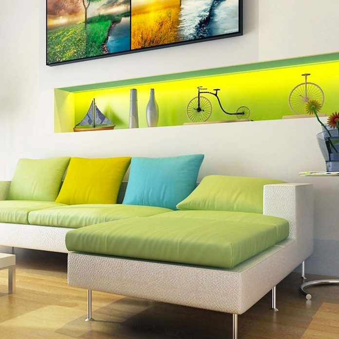 painted accent wall living room