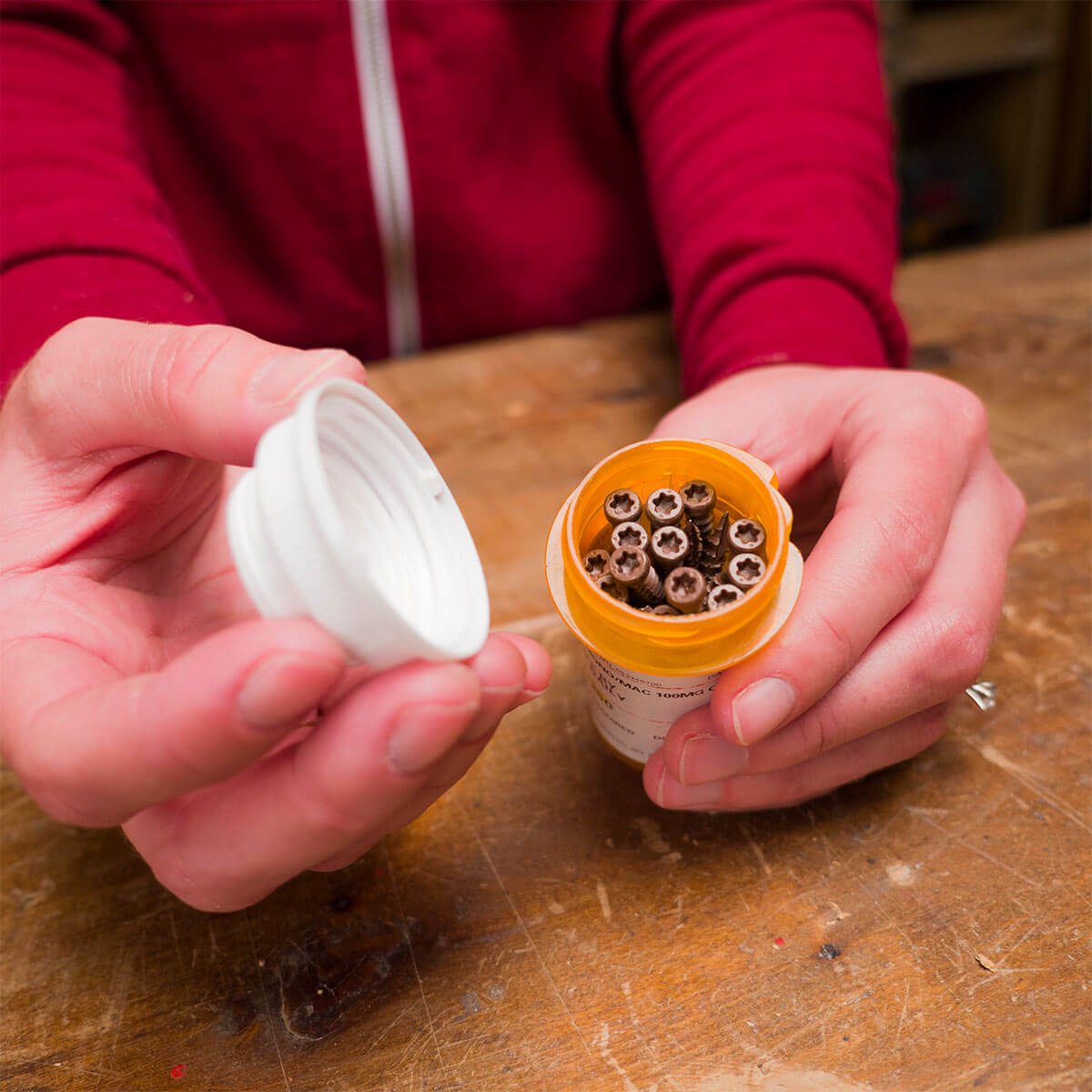 medicine bottle to store fasteners