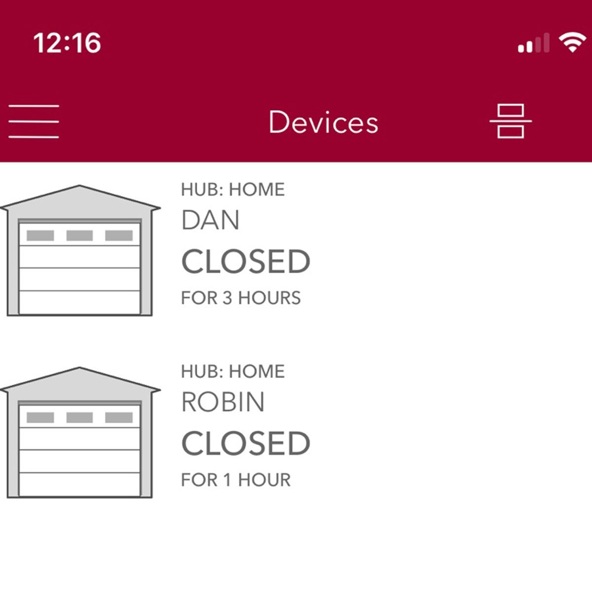 garage door app closed open