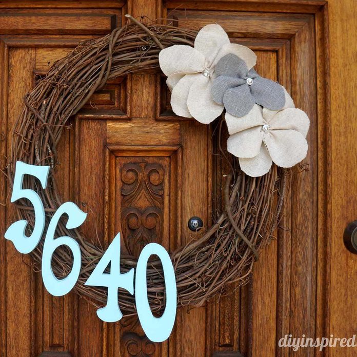 house number on a wreath
