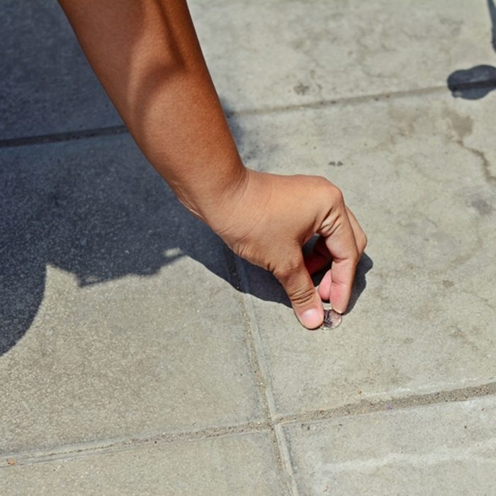 money glued to floor