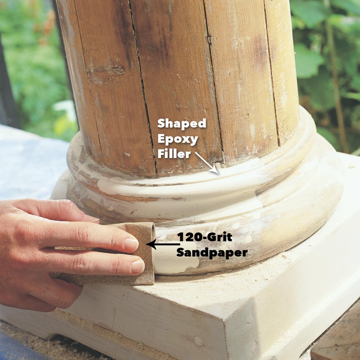 fine tune and smooth wood epoxy with sandpaper