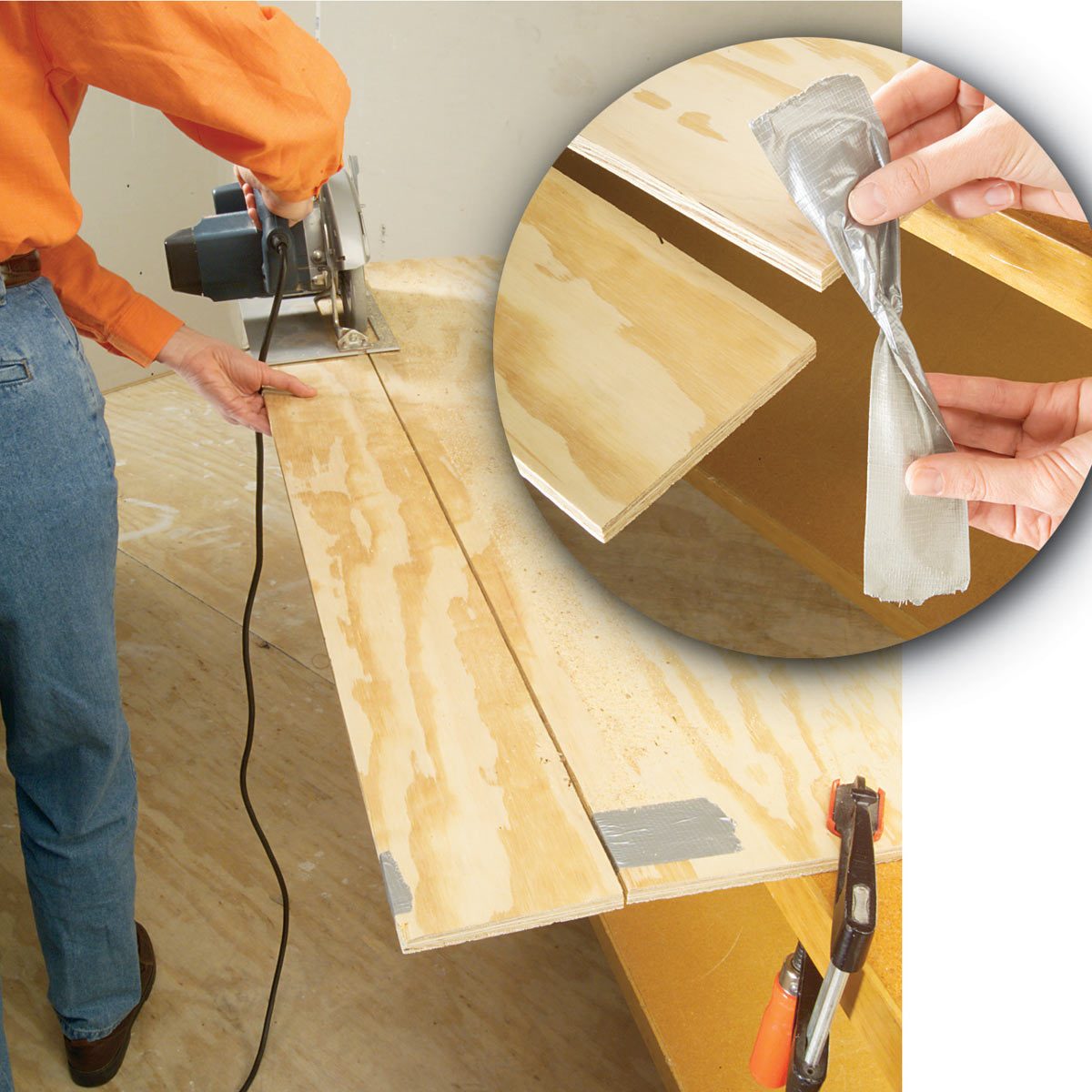 duct tape plywood cutting