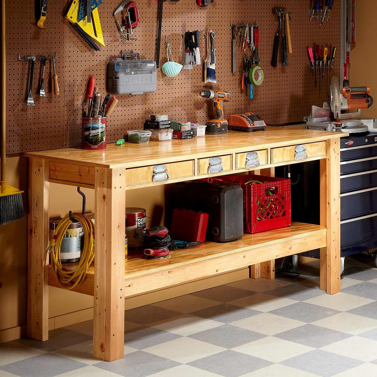 workbench with drawers