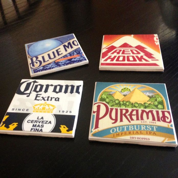 cardboard boxes coasters beer logo