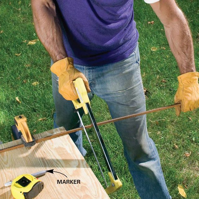 cut rebar into stakes