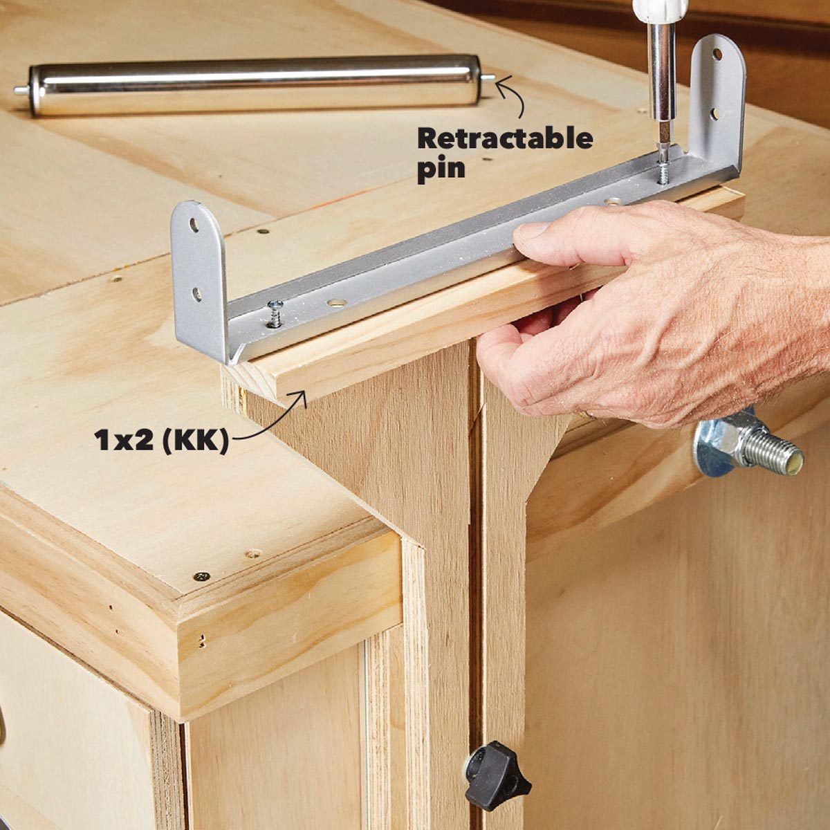 mount the roller flip top bench