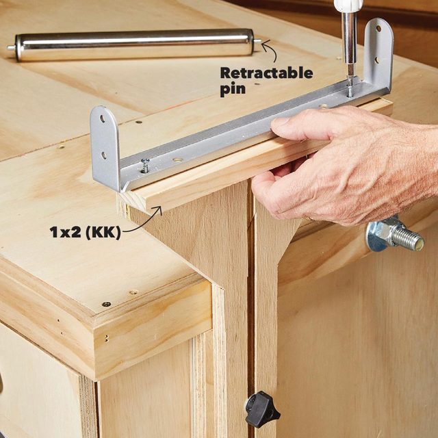 mount the roller flip top bench