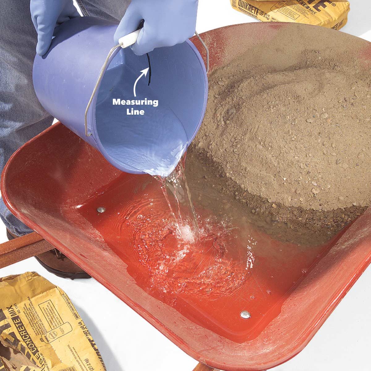 mixing concrete with water