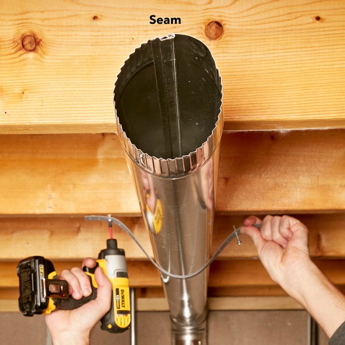 dryer duct seams at the top