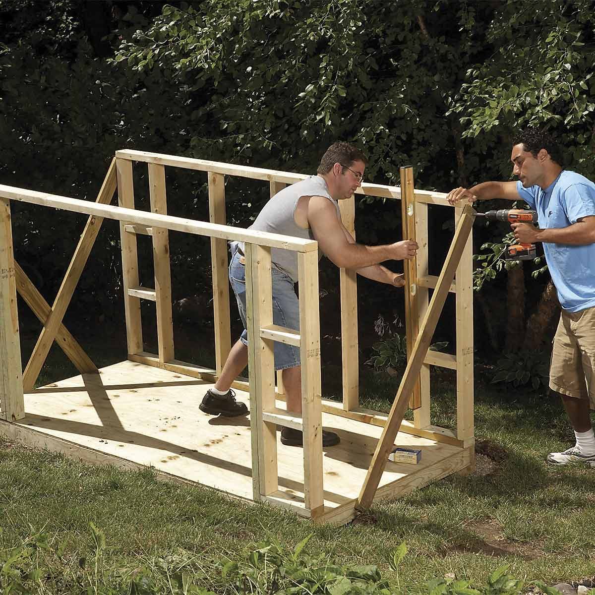 small outdoor storage sheds - installing purlins