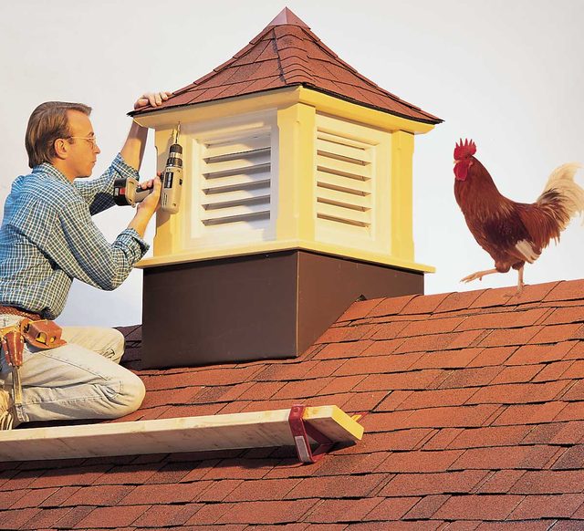 attach shed cupola to roof