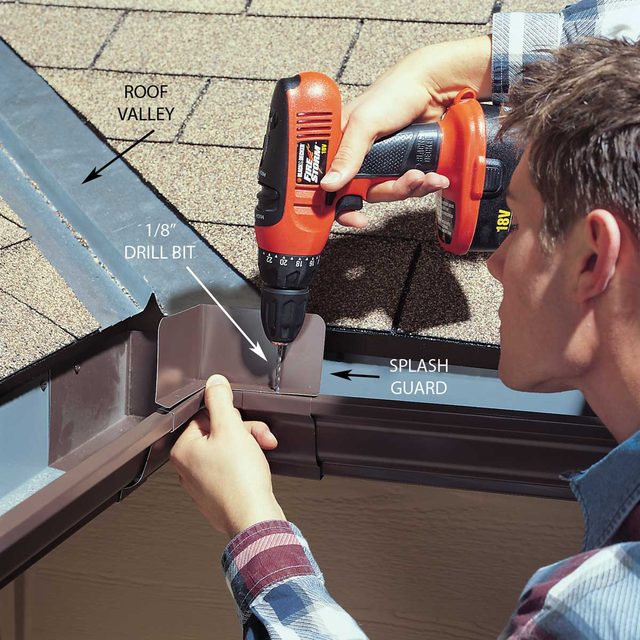 Drill Rivet Holes for the Gutter Splash Guard