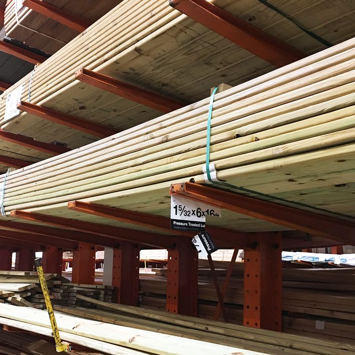 Treated lumber Aisle at home center | Construction Pro Tips