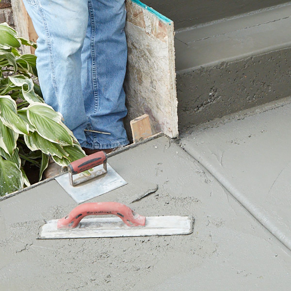 Placing tools on a concrete surface so they don