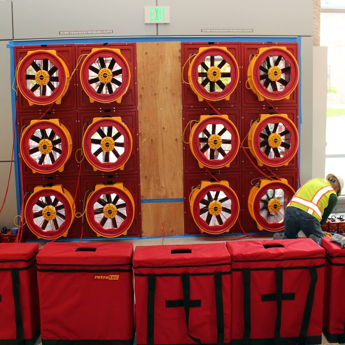 A giant blower door test set up | Construction Pro Tips