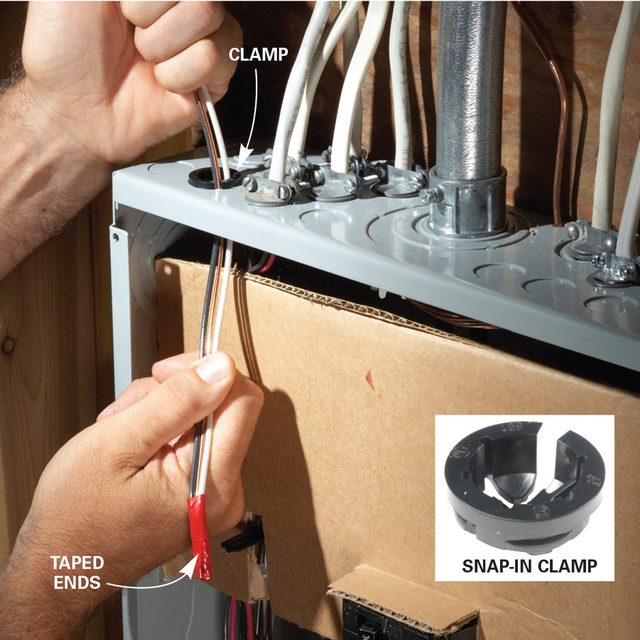 Run the cable through the clamp