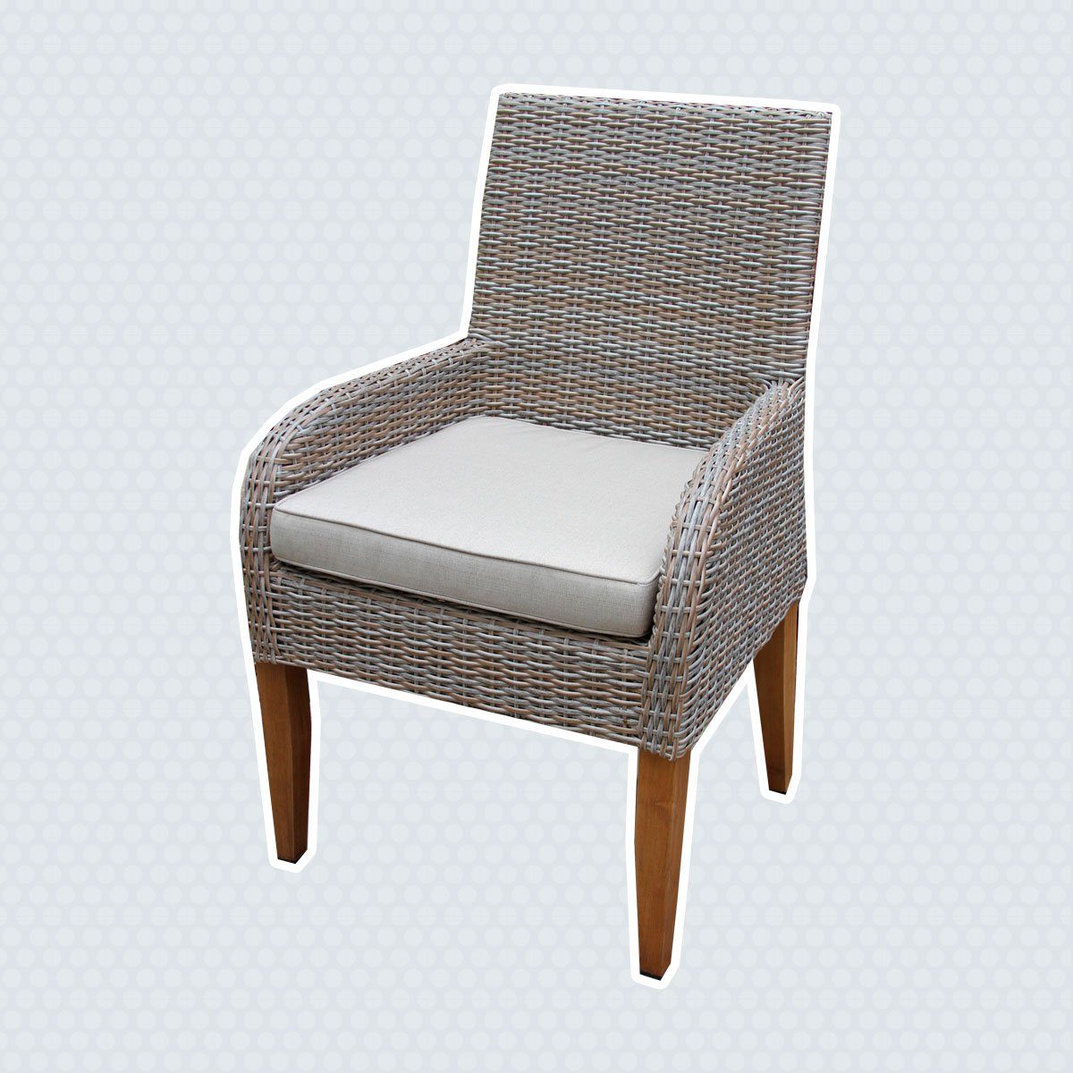 Wicker and Teak Patio Dining Set