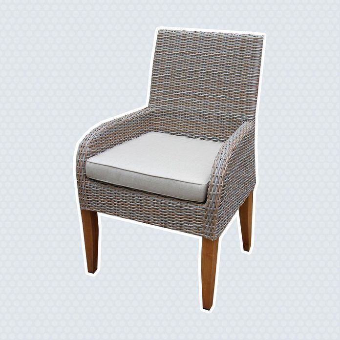 Wicker and Teak Patio Dining Set