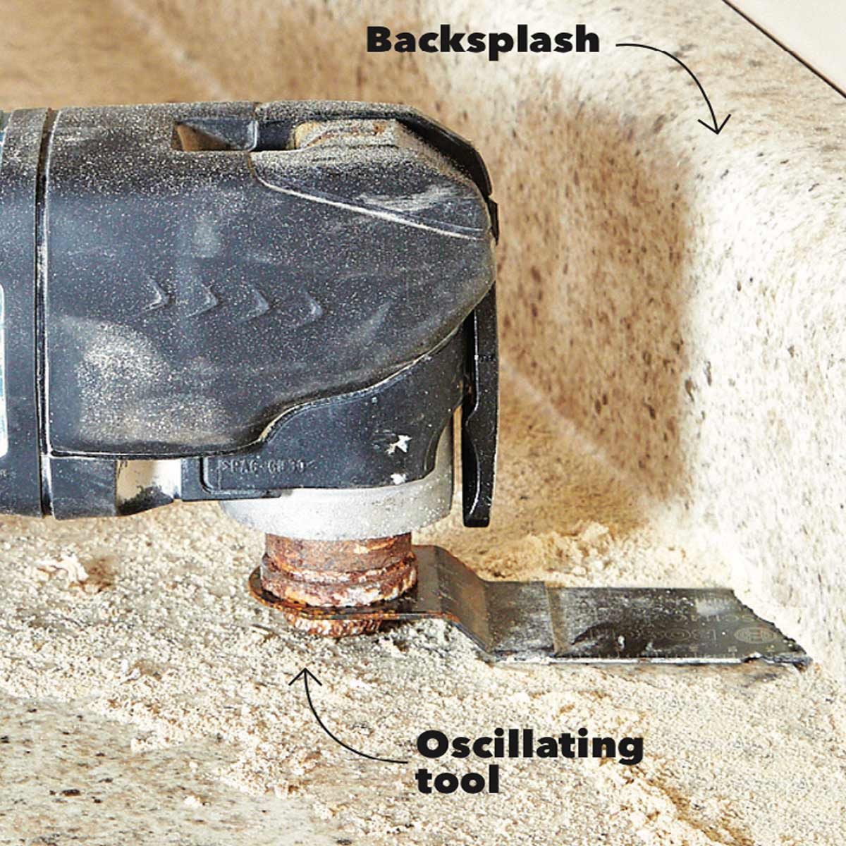 Cut off countertop backsplash