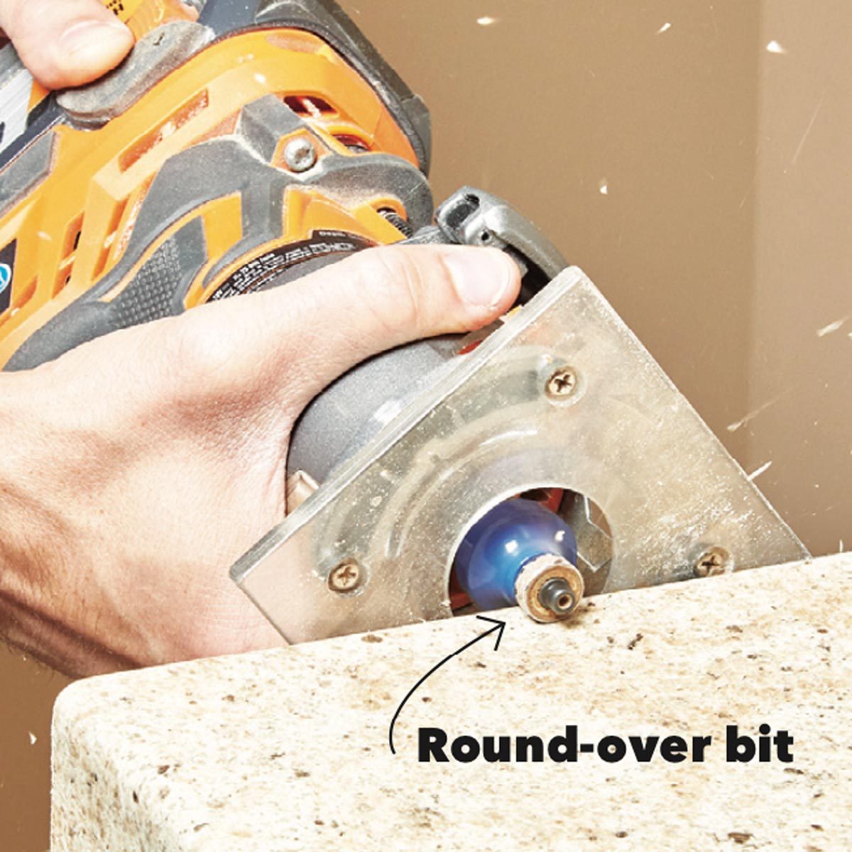 Rout the countertop corners