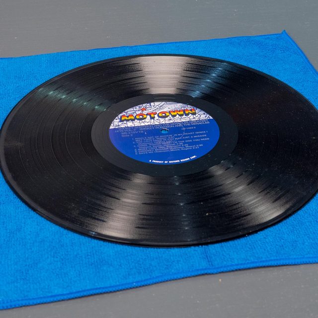 clean record on microfiber cloth