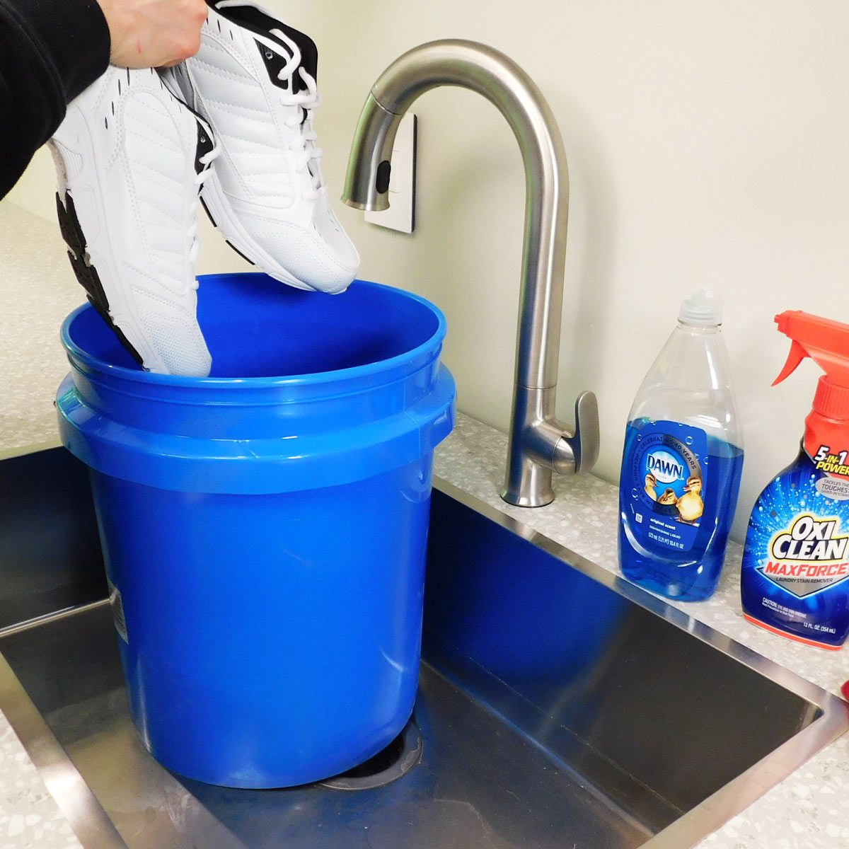 clean shoes with oxiclean and dish soap