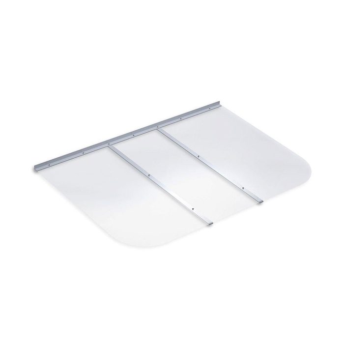 A transparent acrylic panel, supported by three horizontal metal bars, is positioned against a plain white background, indicating potential use as a protective cover.