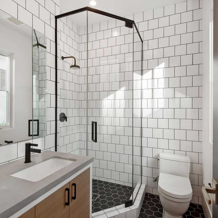 white tile bathroom