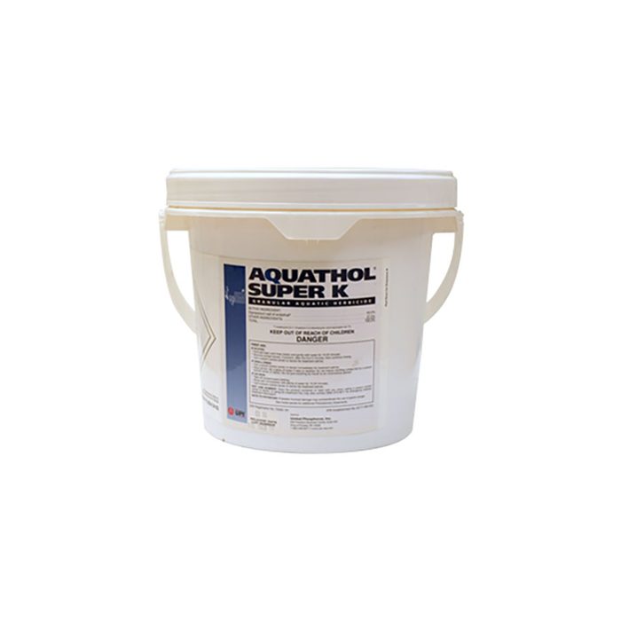 A white plastic bucket labeled 