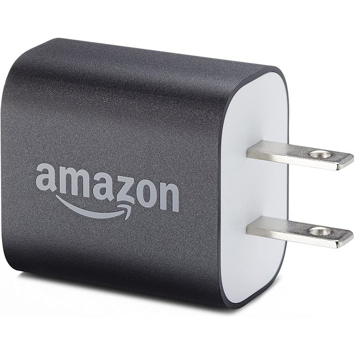 A black power adapter with the 