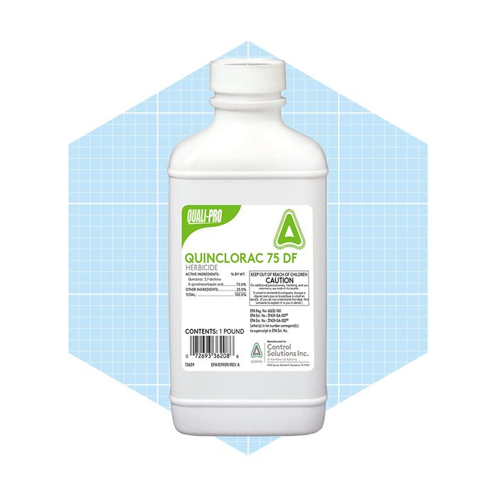 A white plastic container labeled 