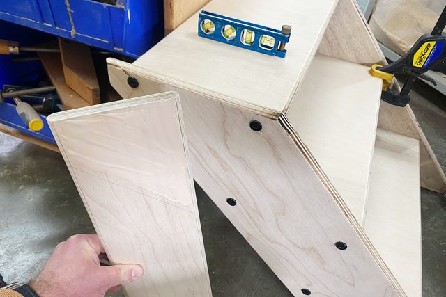 cut and install legs for dog stairs