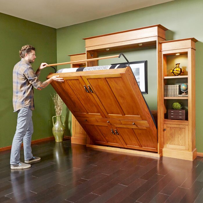 diy murphy bed with book cases on the side