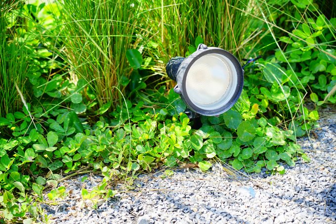 Garden spot lamp in the grass