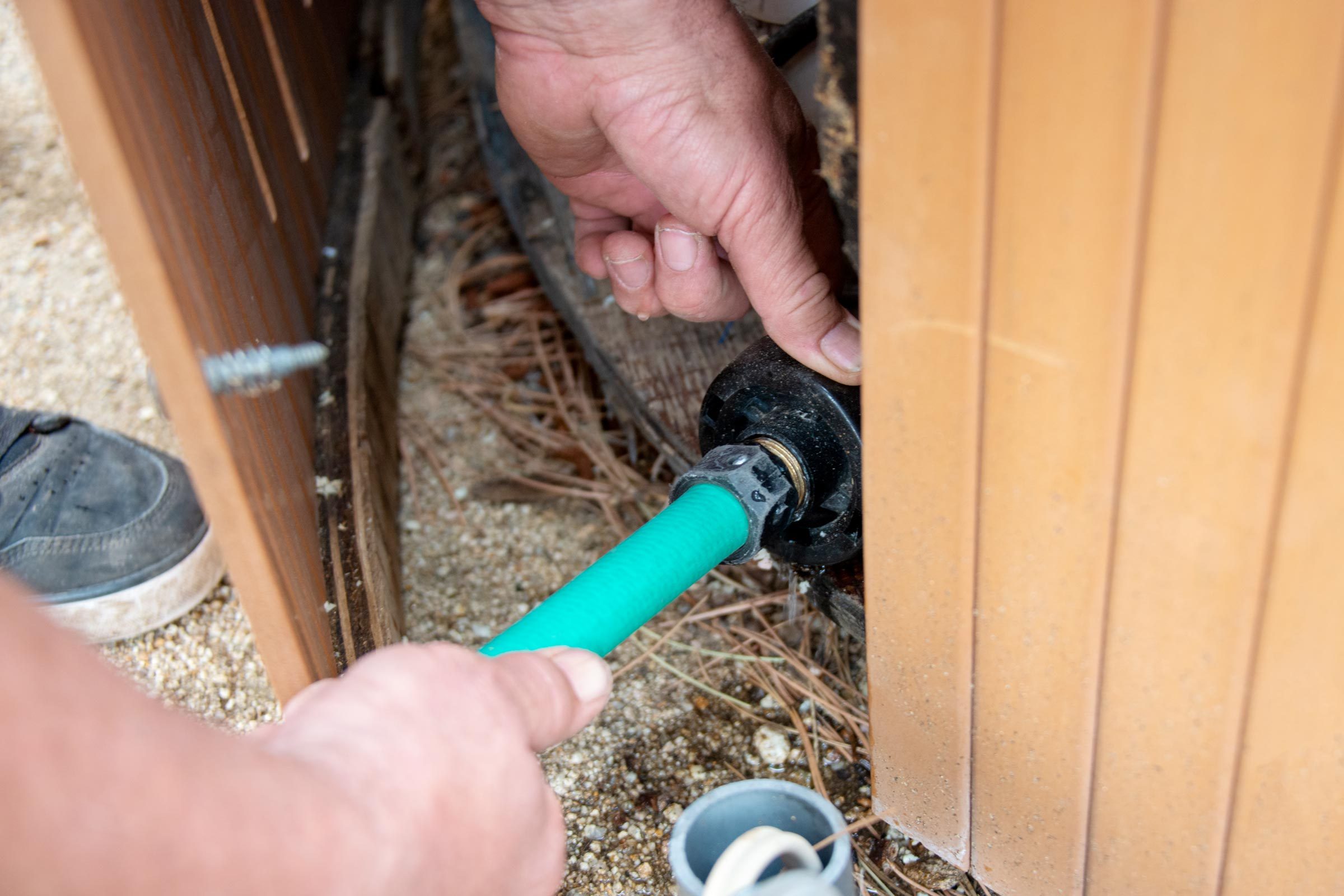 draining the hot tub