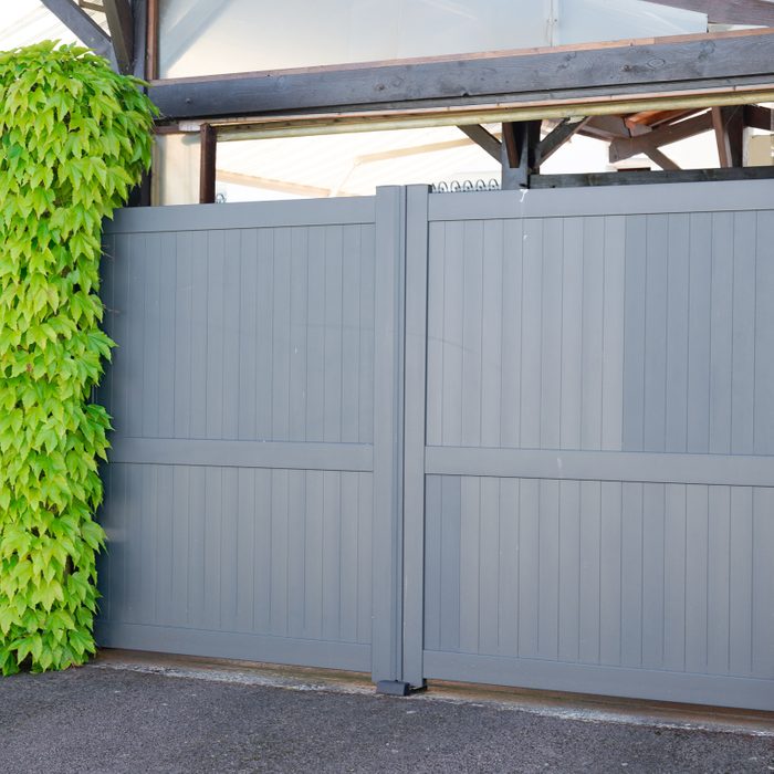 Gray Fence with green vines next to it