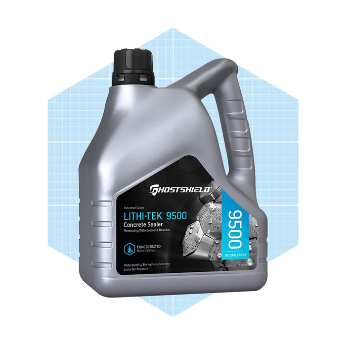 A silver container labeled 