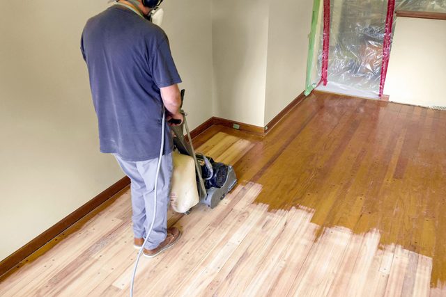 Sanding Hardwood Floor with Drum Sander